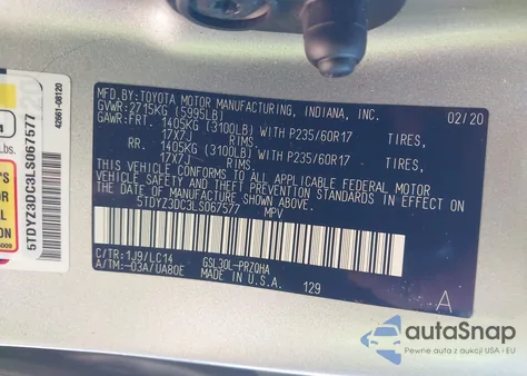 2020 Toyota Sienna Xle/Xle Premium/Limited/Limited Premium from USA, damaged, VIN 5TDYZ3DC3LS067577